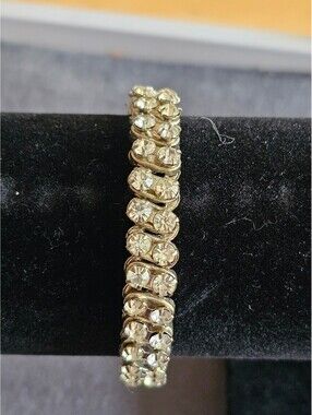 Vintage Double Row Rhinestone Stretch Bracelet